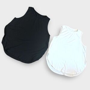 SHEIN Black and White Rounded Hem Tank Tops